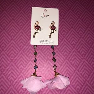 Long flamingo earrings